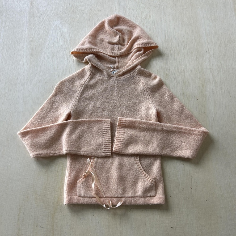 Aeropostale Hoodie Women's Small Pink Knit Slim Fit Pullover Pocket Sweatshirt